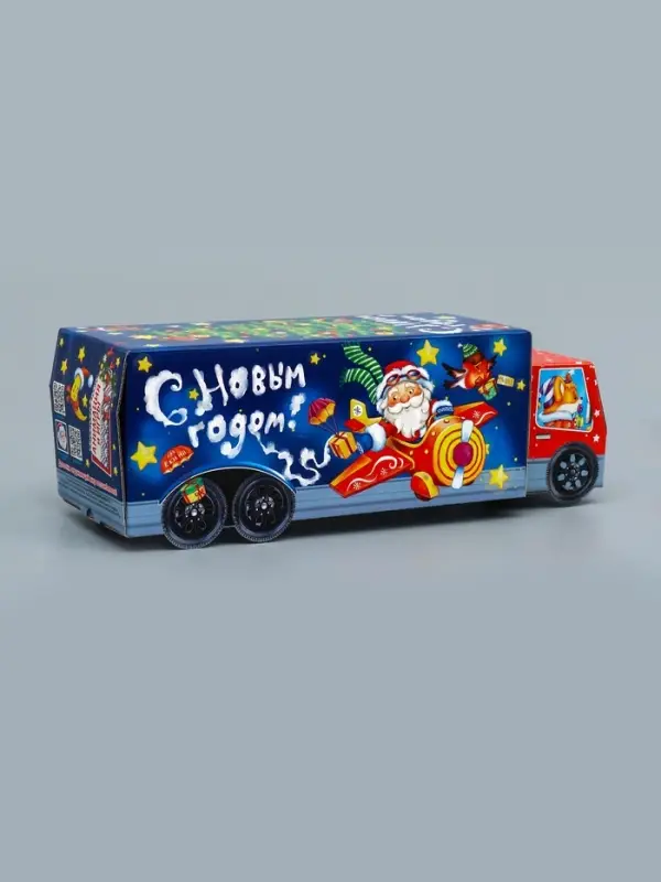 Подарочная коробка Новогодняя Фура «Новогодний пилотаж» с анимацией 36×15×10 см Подарочная коробка Новогодняя Фура «Новогодний пилотаж» с анимацией 36×15×10 см