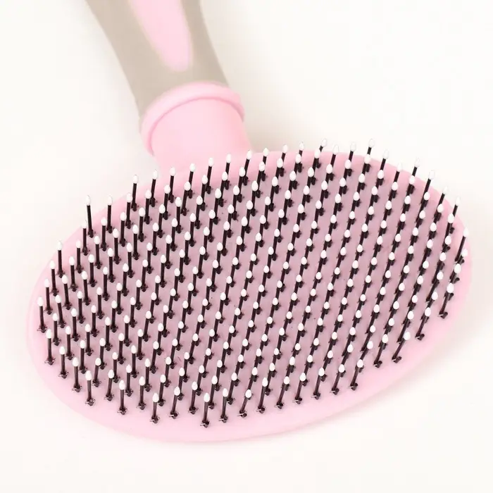 Пуходёрка средняя, 9.5&times;16.5 см, мягкая, с закруглёнными зубьями, пластик, розовая