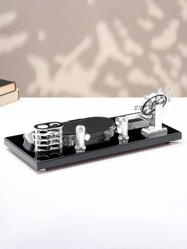 Набор настольный канцелярский 6 в 1 с визитницей и часами, черное дерево