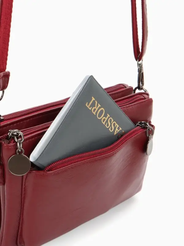 Сумка женская кросс-боди на молнии, 20.5&times;2&times;13 см, бордовая