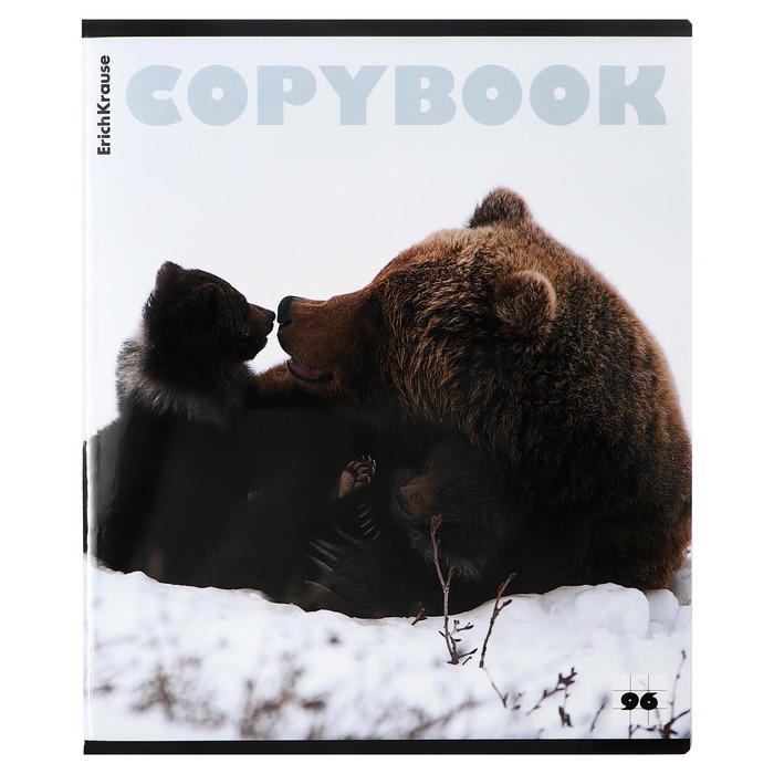 Тетрадь 96 листов в клетку, ErichKrause Тетрадь 96 листов в клетку, ErichKrause "Медведи", обложка мелованный картон, глянцевая ламинация, блок офсет 100% белизна, МИКС