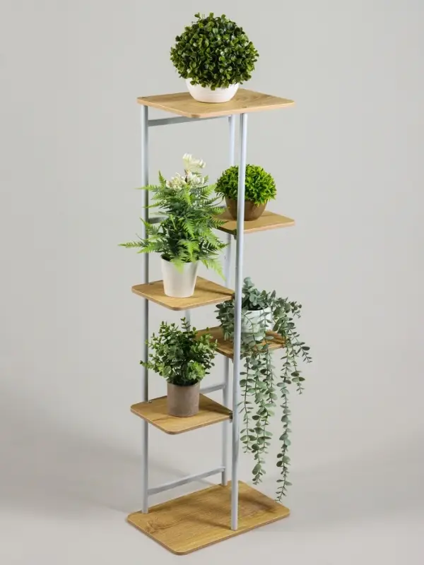 Подставка для цветов Greengo, 6 полок, 36&times;23&times;106 см, напольная, каркас металл, полки МДФ, белая