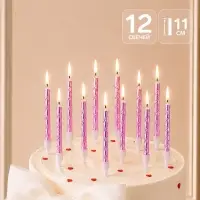 Свечи для торта, розовые, 12 шт., 11&times;0.5 см