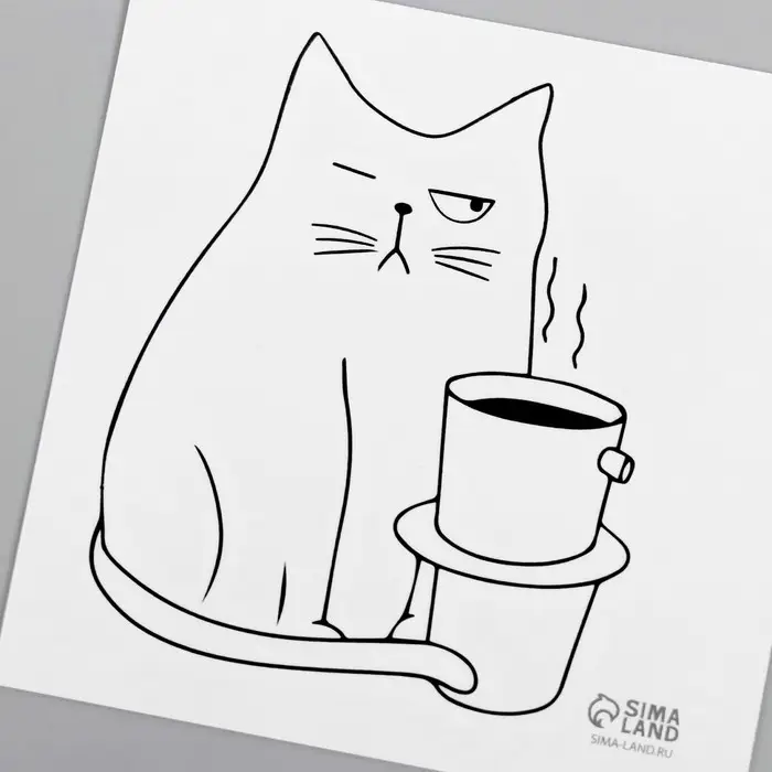 Переводная тату на тело чёрная «Котокофе», 6×6 см Переводная тату на тело чёрная «Котокофе», 6×6 см