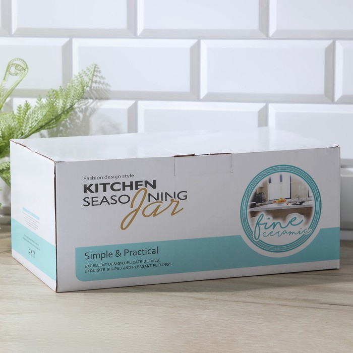 Набор керамический сервировочный на деревянной подставке &laquo;Эстет&raquo;, 5 предметов: 2 соусника 300 мл, 2 сахарницы 260 мл, стакан, 2 ложки, цвет белый