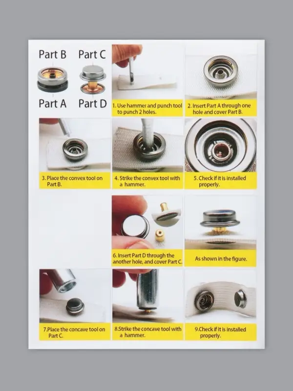 Кнопки установочные, Дельта, d=15 мм, 40 шт., с установщиком, в органайзере, 11.8&times;8.1&times;2.3 см, цвет серебряный