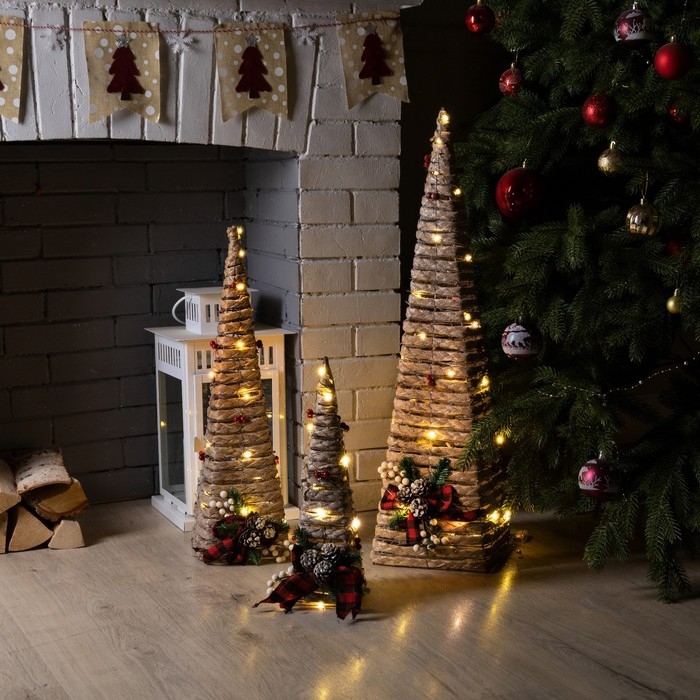 Светодиодная фигура «Эко-конусы» 40, 60, 80 см, текстиль, металл, батарейки ААх2 (не в комплекте), свечение тёплое белое Светодиодная фигура «Эко-конусы» 40, 60, 80 см, текстиль, металл, батарейки ААх2 (не в комплекте), свечение тёплое белое