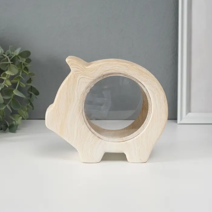 Копилка для денег &laquo;Свинья с пустым животом&raquo;, керамика под дерево, 16&times;6.6&times;13.5 см