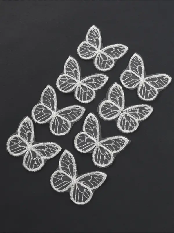 Аппликация для одежды &laquo;Бабочка&raquo;, текстильная, 3.5&times;4 см, 10 шт., белая