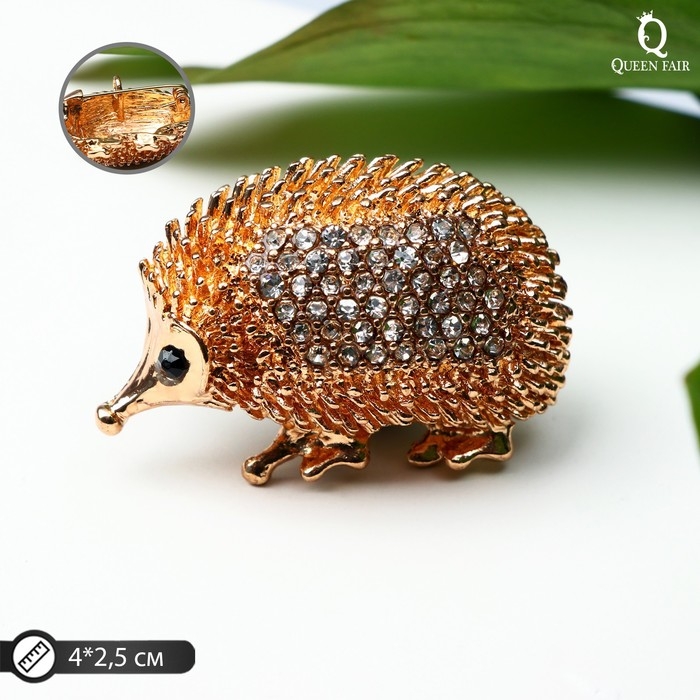 Брошь-кулон «Ёжик» лесовичок, цвет белый в золоте Брошь-кулон «Ёжик» лесовичок, цвет белый в золоте