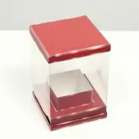 Коробка для цветов с вазой и PVC окнами складная, красный, 16&times;23&times;16 см