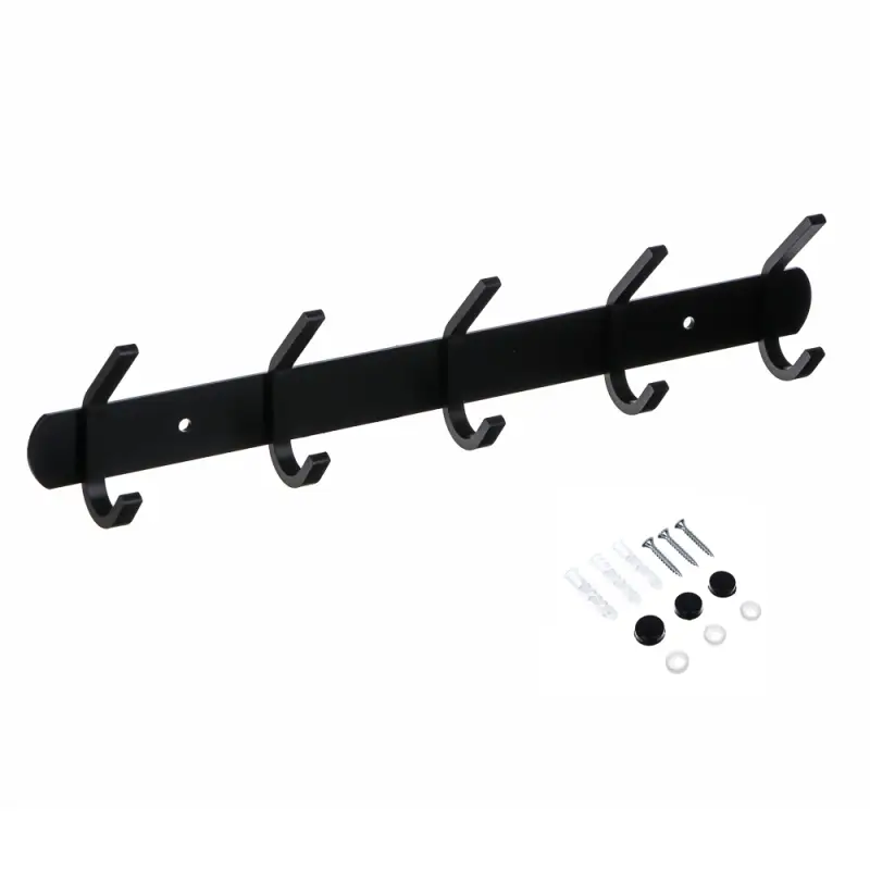 Вешалка настенная, 5 двойных крючков, тм VETTA, алюминий, черный цвет