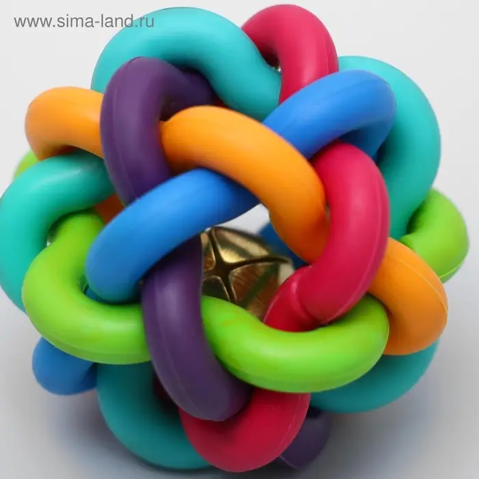 Мяч для собак &laquo;Молекула&raquo;,6 см, с бубенчиком, разноцветный