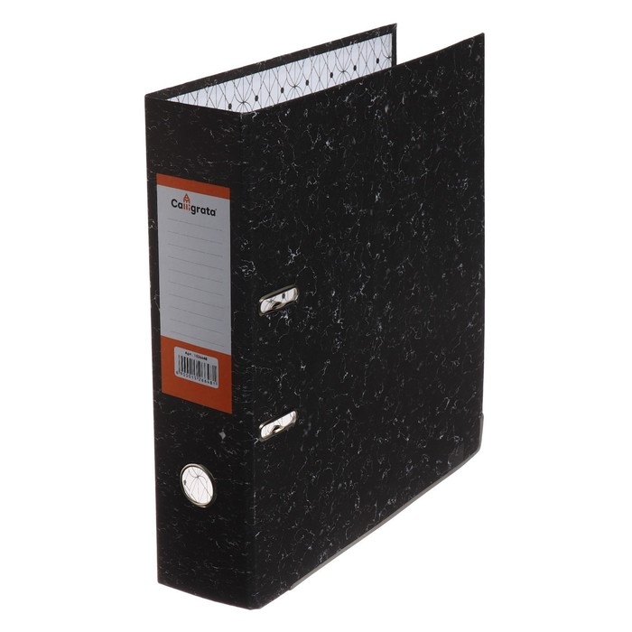 Папка-регистратор 75 мм, А4, Calligrata, эконом мрамор, нижний металлический кант, черная Папка-регистратор 75 мм, А4, Calligrata, эконом мрамор, нижний металлический кант, черная