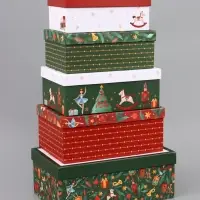 Коробка подарочная, набор 5 в 1 &laquo;Уютный Новый год&raquo;, 32.5&times;20&times;12.5 - 22&times;14&times;8.5 см
