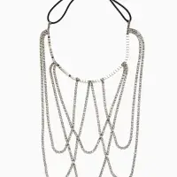 Бодичейн на бедро со стразами &laquo;Ярусы&raquo;, белая в серебре