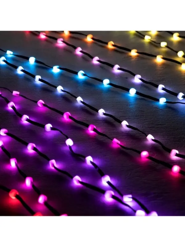 Умная гирлянда &laquo;Нить&raquo; 5 м, роса с насадками &laquo;Шарики&raquo;, IP20, черный провод, 100 LED, пульт ДУ, приложение, свечение RGB, USB