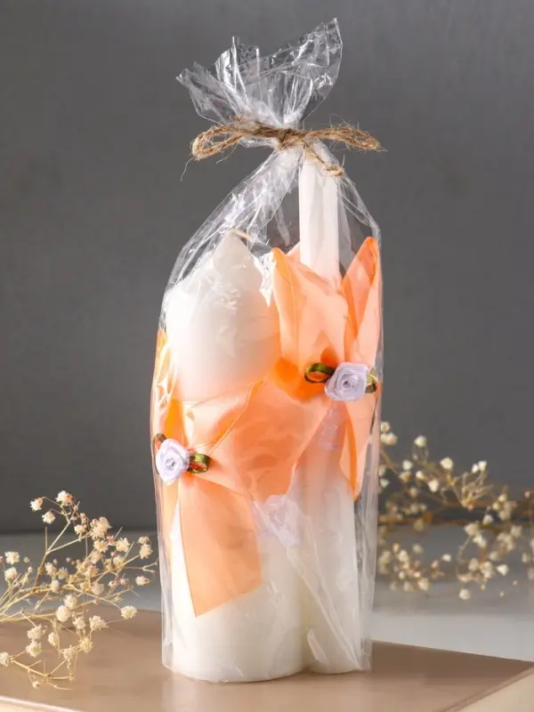 Свечи свадебные  Свечи свадебные "Пышный" набор 3 шт (16 см + 2 шт по 18 см), абрикосовый