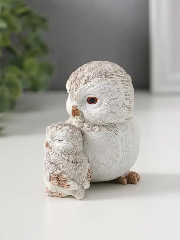 Фигурка полистоун &laquo;Белая сова с совёнком&raquo;, 8&times;6&times;8.5 см