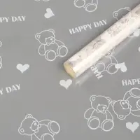 Пленка для цветов "Мишки", белая, 0,7 х 7,6 м, 40 мкм, 200 гр