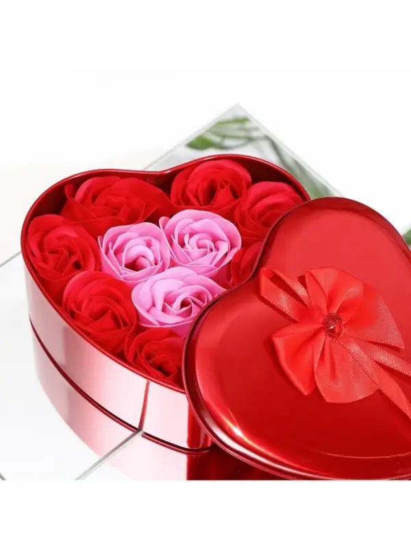 Мыльные розочки, красные и розовые, набор 11 шт., в коробке