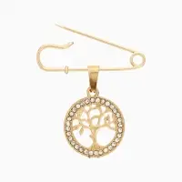 Булавка-оберег с подвеской &laquo;Дерево жизни&raquo;, 3.5 см, белая в золоте