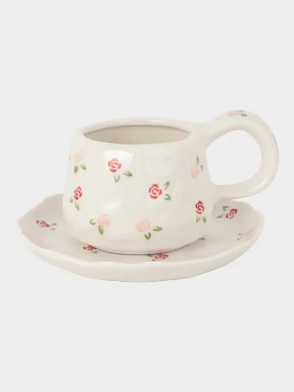 Чайная пара &laquo;Уютный дом. Роза&raquo;, 2 предмета: блюдце 15&times;2 см, чашка 275 мл, керамика