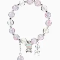 Браслет с подвесками &laquo;Сахарный. Мишка&raquo;, шар №10/8, d=6 см, розовый, синий в серебре