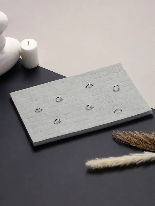 Подставка под кольца QF, 100 мест, флок, 34&times;23&times;1 см, серая