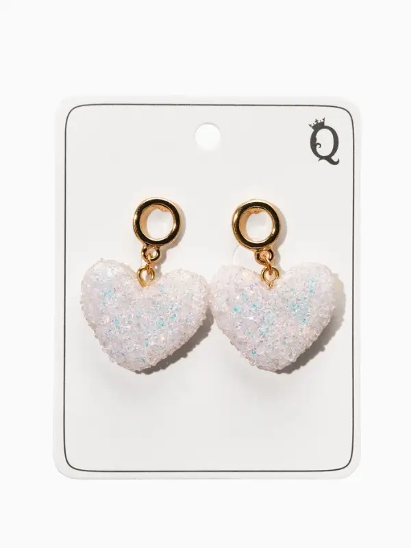 Серьги &laquo;Сердце сахарное&raquo;, белые в золоте
