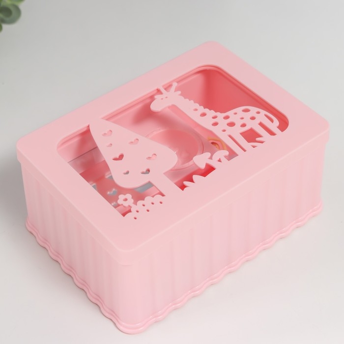 Шкатулка музыкальная механическая Шкатулка музыкальная механическая "Жираф и дерево" розовая 12,5х17,5х8 см