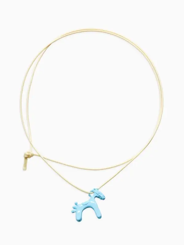 Кулон на шнурке "Конь", цвет бело-голубой,  L=51 см