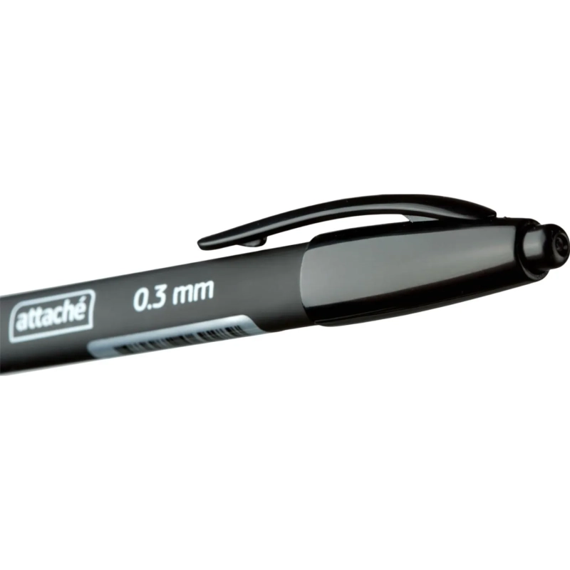 Ручка шариковая автомат. Attache синяя, 0,3/0,5мм, корп.черн,с манж