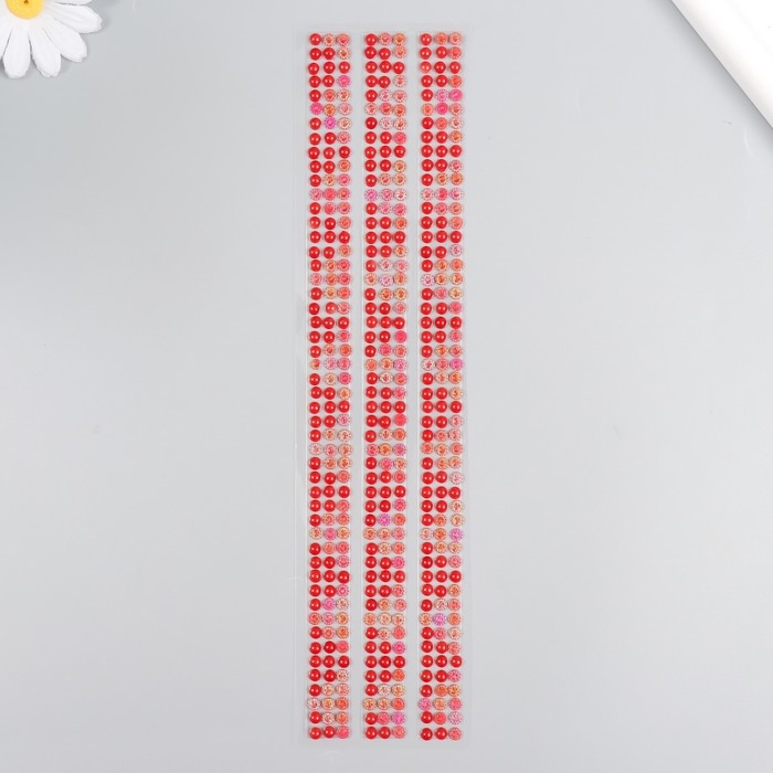 Наклейка пластик стразы Наклейка пластик стразы "Жемчужины и цветочки" МИКС 7х31 см