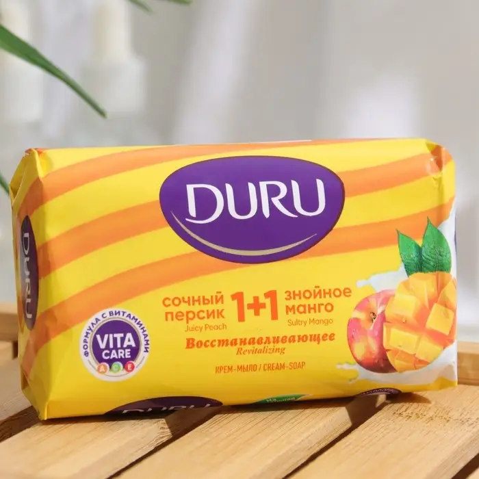 Крем-мыло DURU 1+1 "Персик-Манго", 80 г