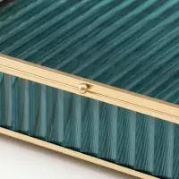 Шкатулка стекло с металлическим каркасом  "Линии" голубая 17х21,5х6,5 см