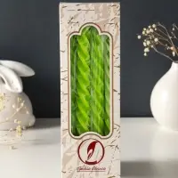 Набор свечей витых, 2.3&times;24.5 см, 5 ч, 50 г, 4 шт., зелёный, в подарочной коробке