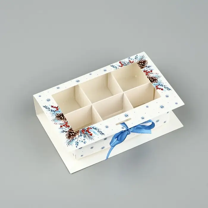 Коробка под 6 конфет с ячейками &laquo;С Новым годом!&raquo; 14.5&times;9.5&times;3.5 см