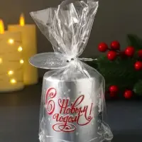 Свеча новогодняя пеньковая "С Новым годом!" 6х6х8 см