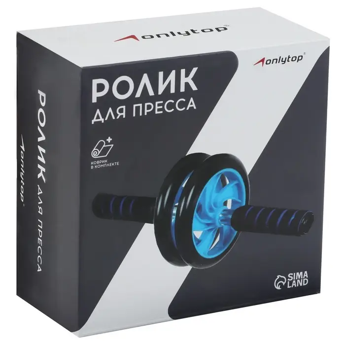 Ролик для пресса ONLYTOP, 2 колеса, с ковриком
