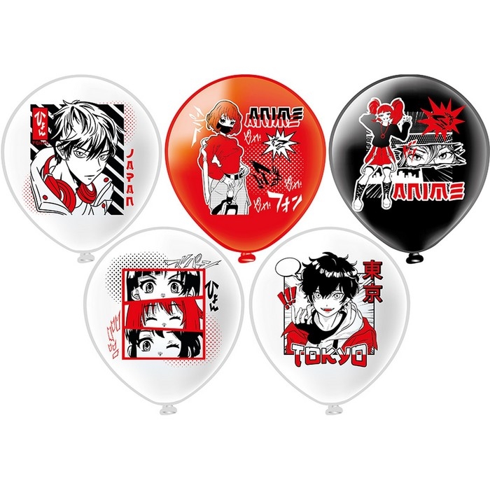 Шар латексный 12" &laquo;Аниме!&raquo;, шелкография, 1-сторонний, 5 дизайнов, набор 25 шт., МИКС