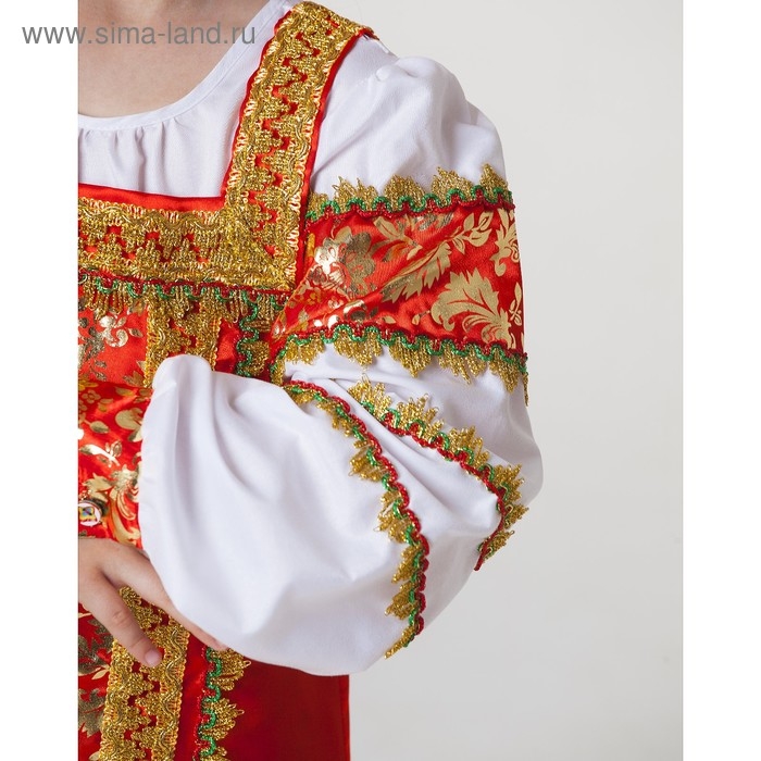 Русский народный костюм  Русский народный костюм "Любавушка", платье-сарафан, кокошник, р-р 30, рост 110-116 см, цвет красный