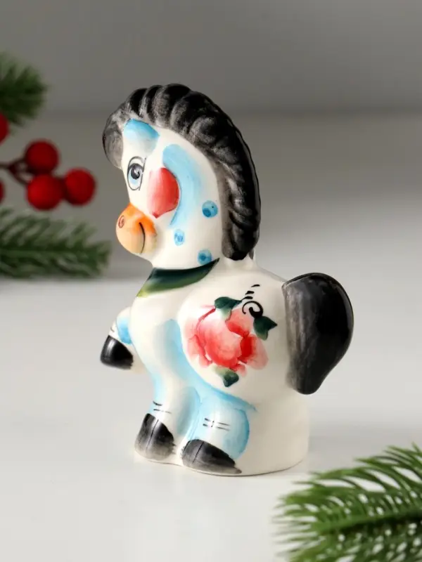 Сувенир Конь Буран большой, 11х10х4,5 см, гжель, цвет Сувенир Конь Буран большой, 11х10х4,5 см, гжель, цвет