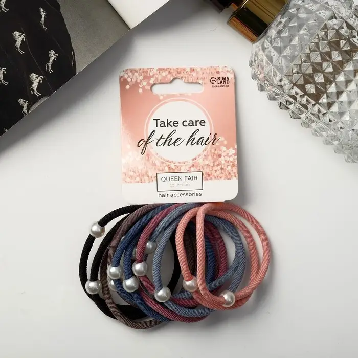 Резинка для волос "Спорт престиж" (набор 12 шт) бусинки, 5 см