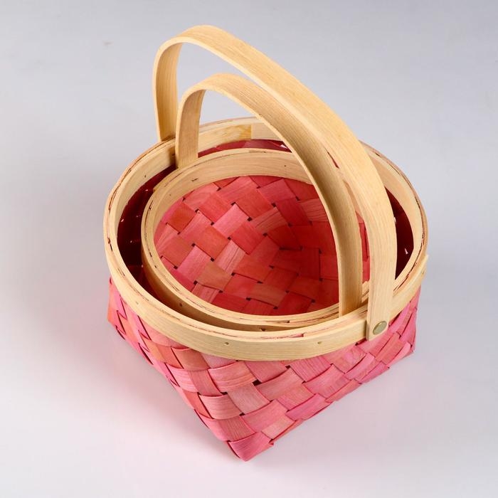 Набор корзин плетеных, секвойя, D22х13/28 см, D17х11/24 см, 2 шт., розовый Набор корзин плетеных, секвойя, D22х13/28 см, D17х11/24 см, 2 шт., розовый