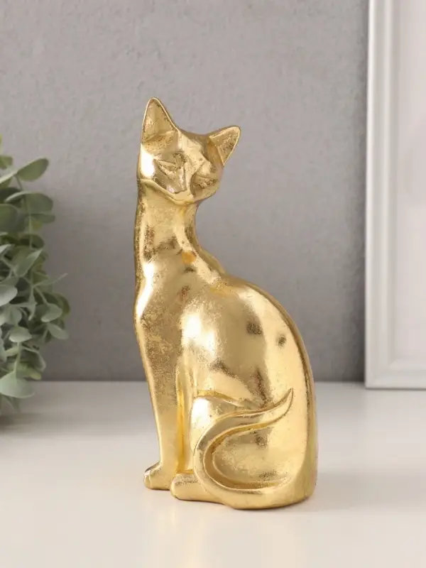 Фигурка полистоун &laquo;Золотая кошка&raquo;, 11.5&times;7.5&times;20.5 см
