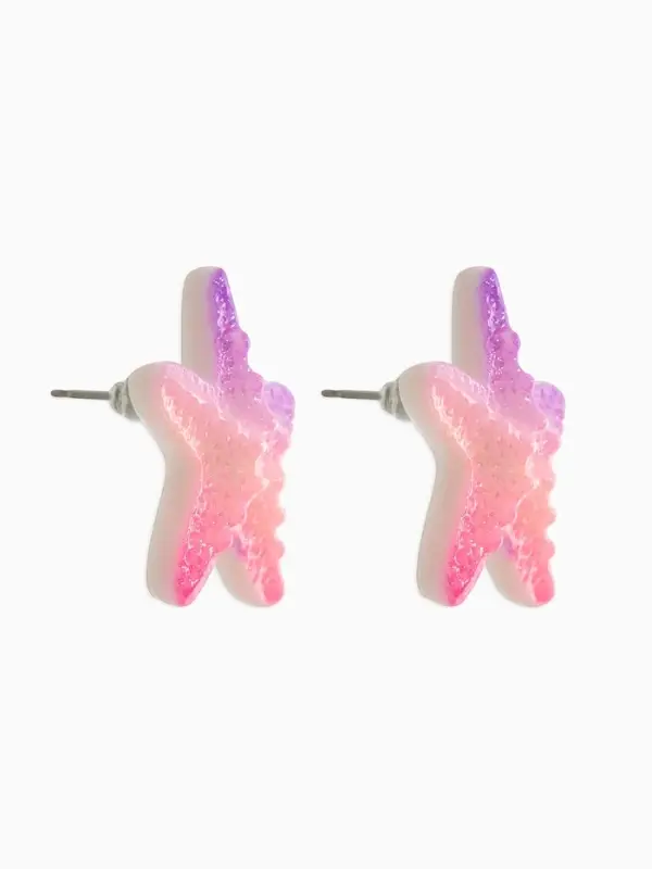 Серьги пластик &laquo;Морская звезда&raquo;, розовый, фиолетовые
