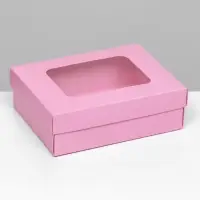 Коробка подарочная складная, упаковка, крышка-дно, с окном, розовая , 16,5 х 12,5 х 5,2 см Коробка подарочная складная, упаковка, крышка-дно, с окном, розовая , 16,5 х 12,5 х 5,2 см