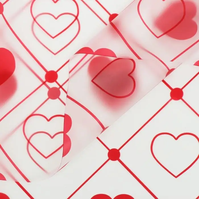 Пленка матовая Пленка матовая "Сердца", 58*58 см, красный