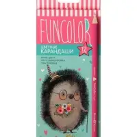 Карандаши цветные 12 цветов FunColor, пластиковые, трёхгранные, МИКС